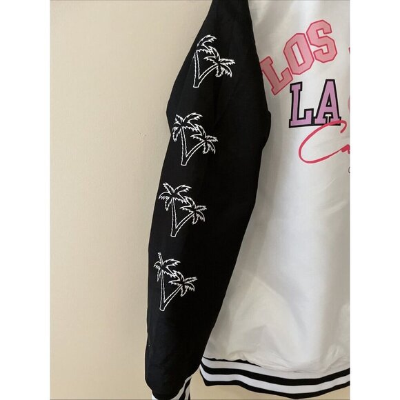 Vintage Y2K  rue21 Satin Varsity Jacket Size Medium White Los Angelos California - Picture 4 of 16